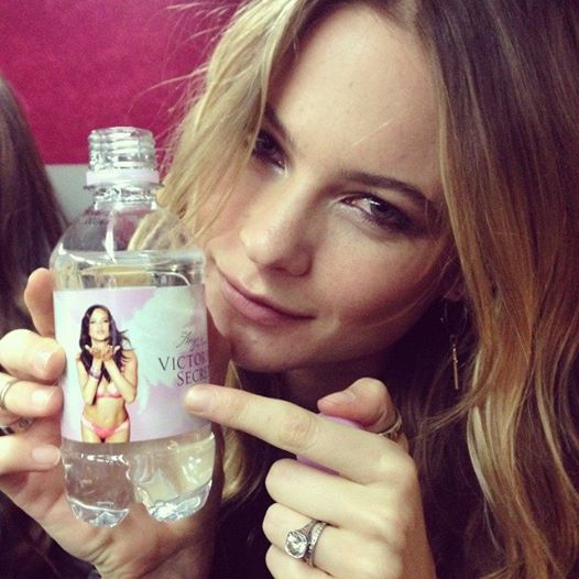 victoria secret model behati prinsloo with vs water on flight