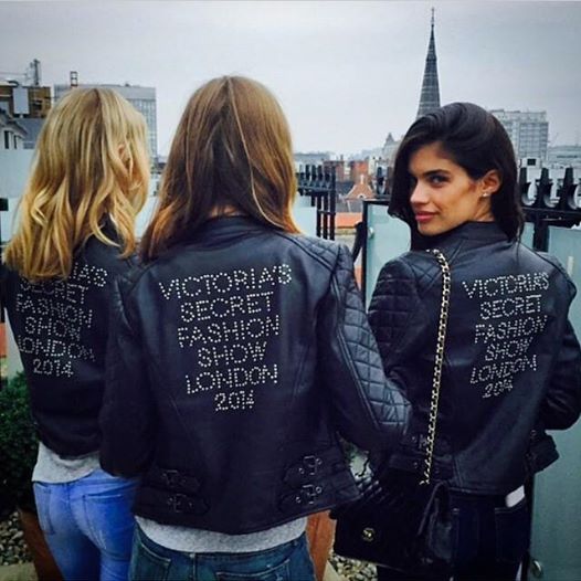 victoria secret models leather jackets for london 2014 show