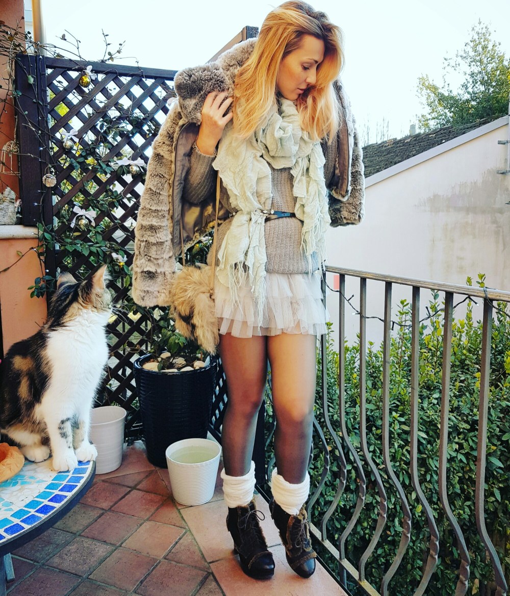 Cute winter fashion look on blog ballerina tutu fur coat